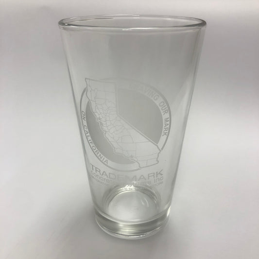 TRADEMARK LASER ETCHED PINT GLASS